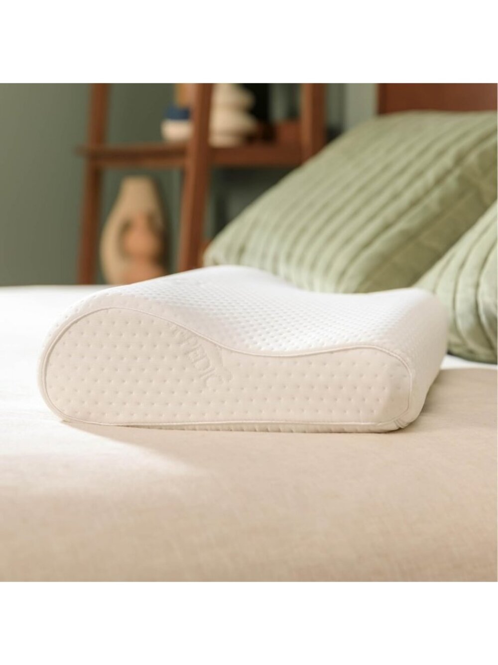 Ergonomic Neck Pillow for Sleep, Small Profile, Memory Foam, White Comfort
